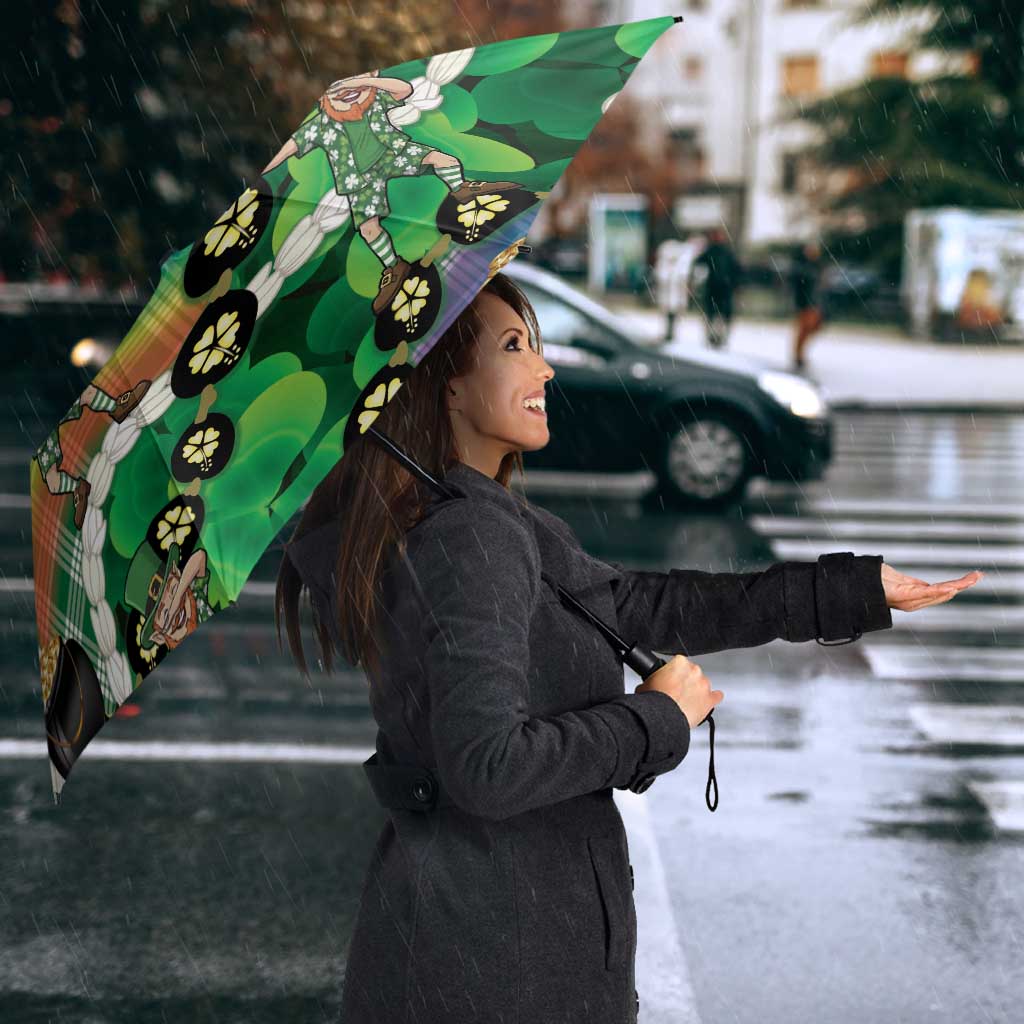St Patrick's Day Palaka Hawaii Umbrella Kukui Nut Pikake Lei Shamrock Dabbing Leprechaun LT14 - Polynesian Pride