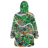 St Patrick's Day Palaka Hawaii Wearable Blanket Hoodie Kukui Nut Pikake Lei Shamrock Dabbing Leprechaun