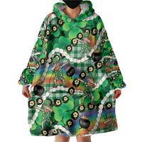 St Patrick's Day Palaka Hawaii Wearable Blanket Hoodie Kukui Nut Pikake Lei Shamrock Dabbing Leprechaun