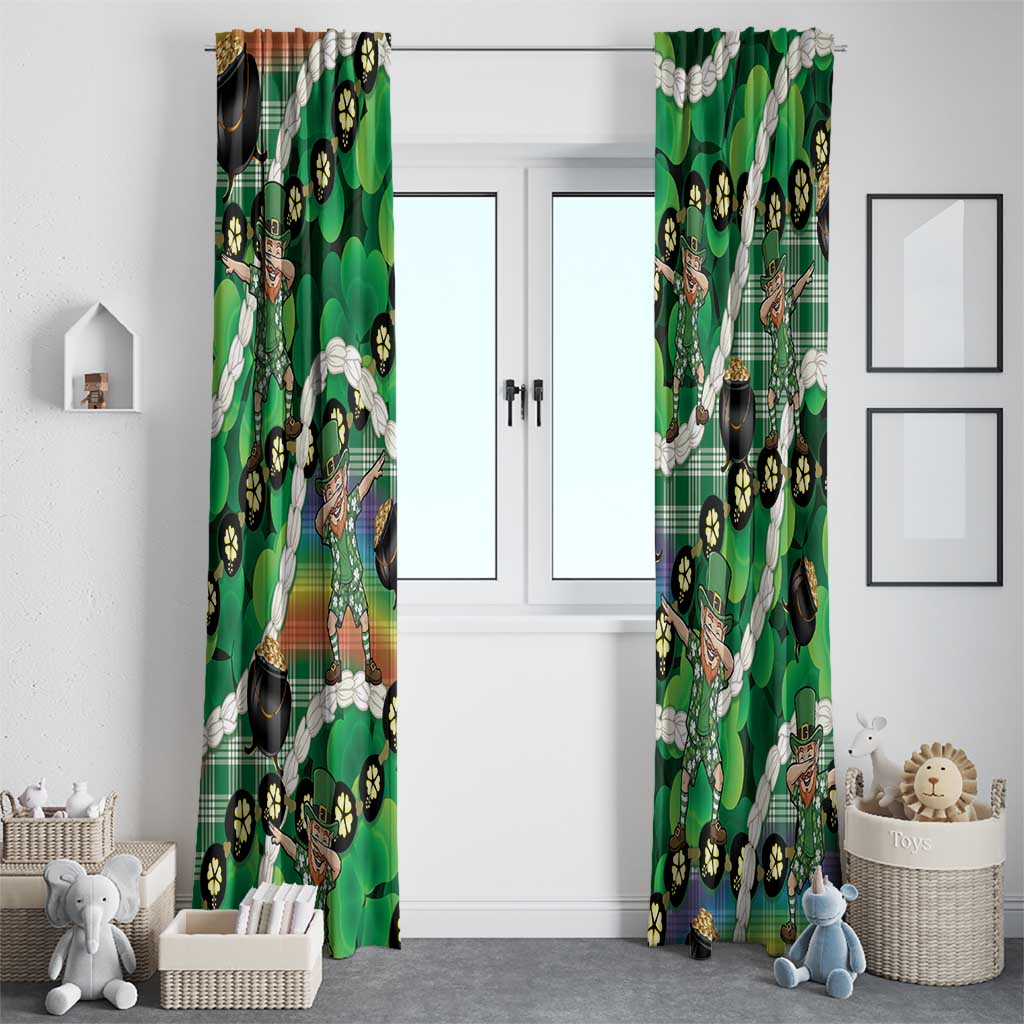 St Patrick's Day Palaka Hawaii Window Curtain Kukui Nut Pikake Lei Shamrock Dabbing Leprechaun