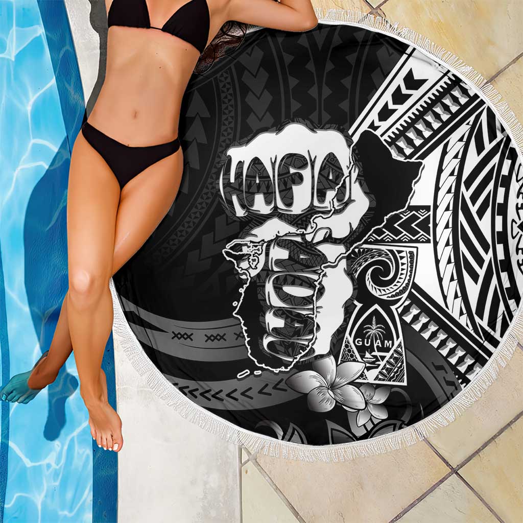 Hafa Adai Guam Discovery Day Beach Blanket Chamorro Latte Stone Hand Black Version