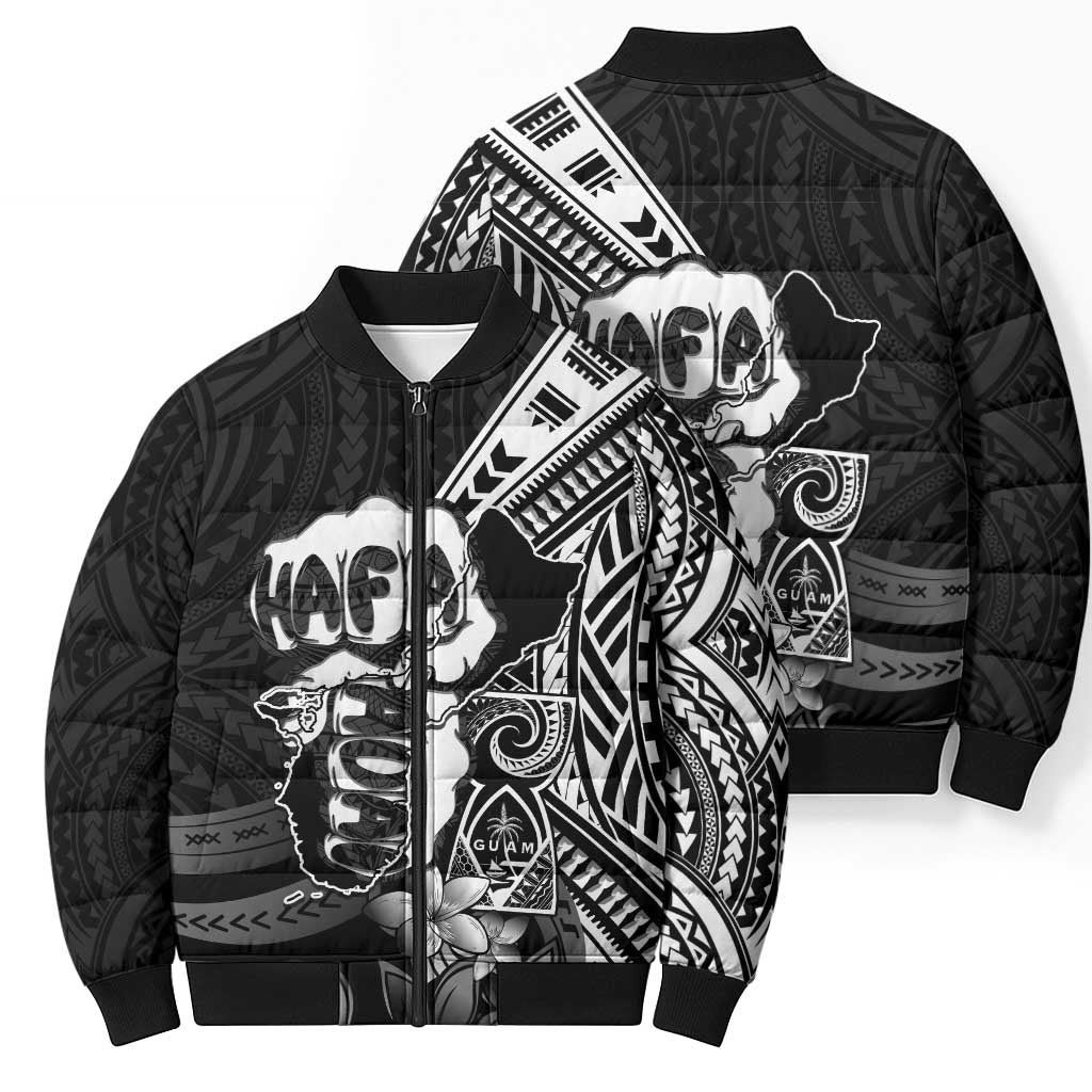 Hafa Adai Guam Discovery Day Bomber Puffer Jacket Chamorro Latte Stone Hand Black Version