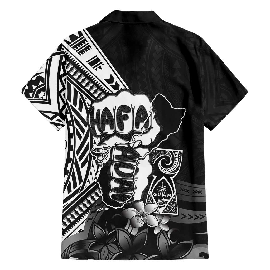Hafa Adai Guam Discovery Day Family Matching Short Sleeve Bodycon Dress and Hawaiian Shirt Chamorro Latte Stone Hand Black Version LT14 - Polynesian Pride