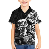 Hafa Adai Guam Discovery Day Family Matching Short Sleeve Bodycon Dress and Hawaiian Shirt Chamorro Latte Stone Hand Black Version LT14 Son's Shirt Black - Polynesian Pride