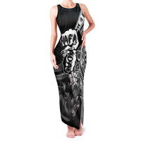 Hafa Adai Guam Discovery Day Family Matching Tank Maxi Dress and Hawaiian Shirt Chamorro Latte Stone Hand Black Version