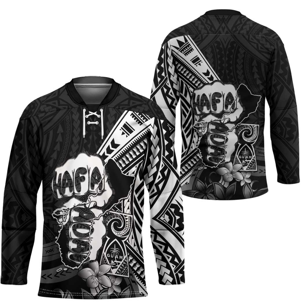 Hafa Adai Guam Discovery Day Hockey Jersey Chamorro Latte Stone Hand Black Version