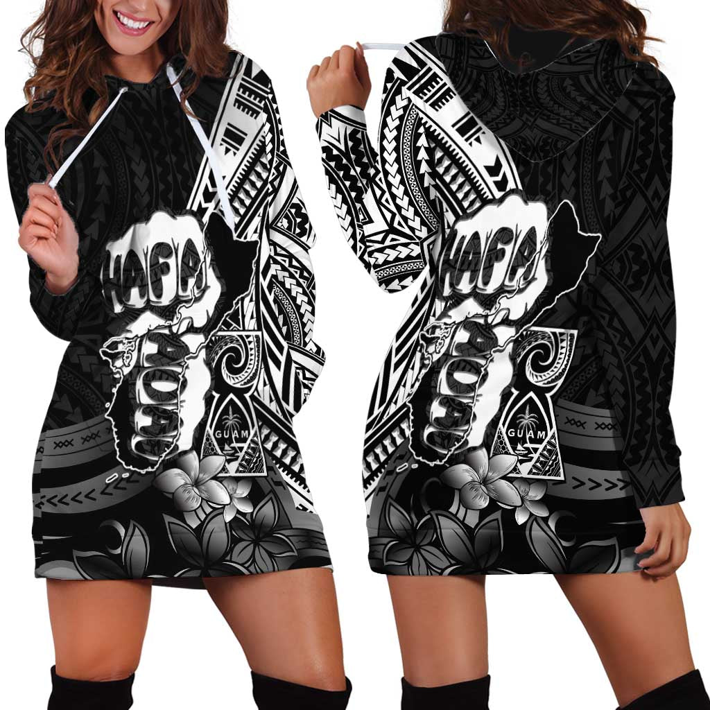 Hafa Adai Guam Discovery Day Hoodie Dress Chamorro Latte Stone Hand Black Version LT14 - Polynesian Pride