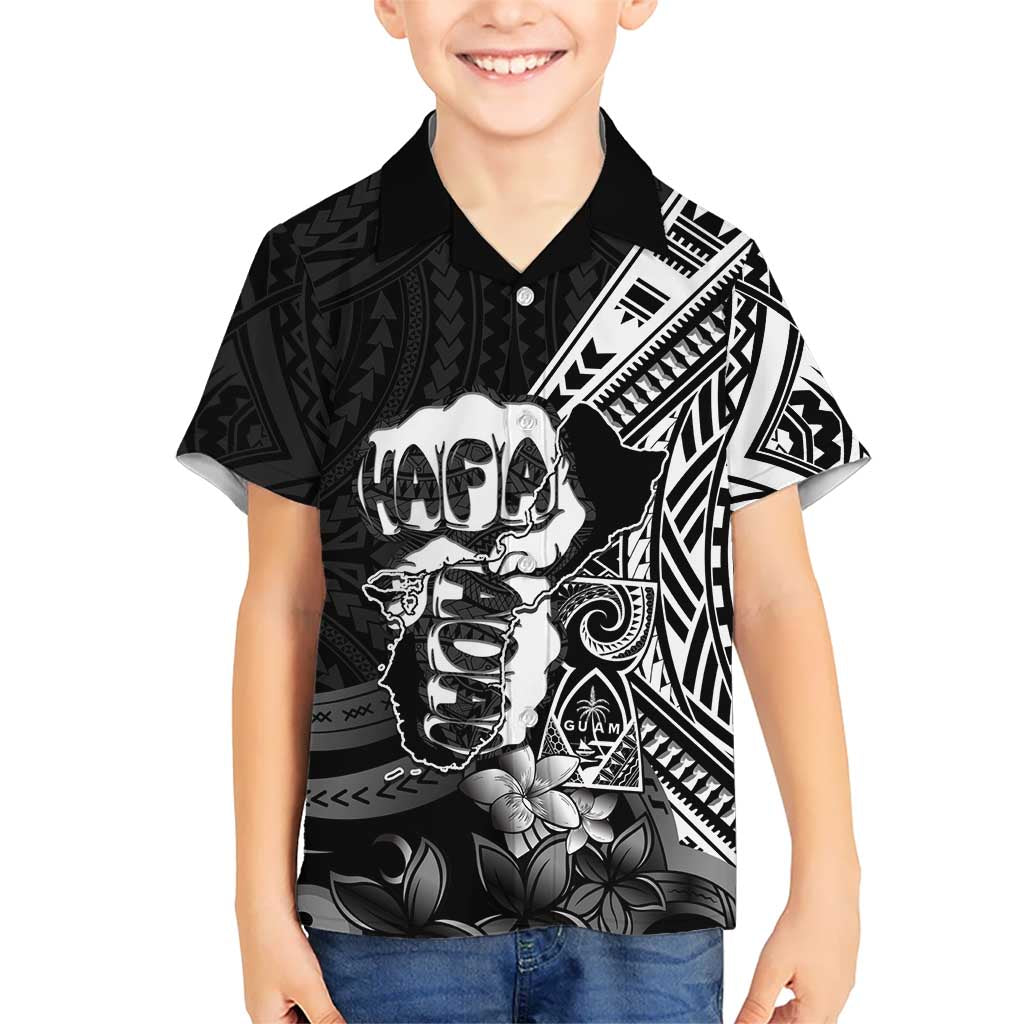 Hafa Adai Guam Discovery Day Kid Hawaiian Shirt Chamorro Latte Stone Hand Black Version LT14 Kid Black - Polynesian Pride