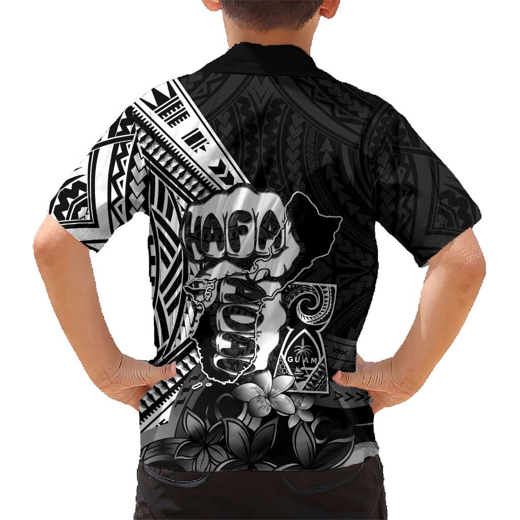 Hafa Adai Guam Discovery Day Kid Hawaiian Shirt Chamorro Latte Stone Hand Black Version LT14 - Polynesian Pride