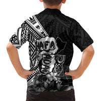 Hafa Adai Guam Discovery Day Kid Hawaiian Shirt Chamorro Latte Stone Hand Black Version LT14 - Polynesian Pride