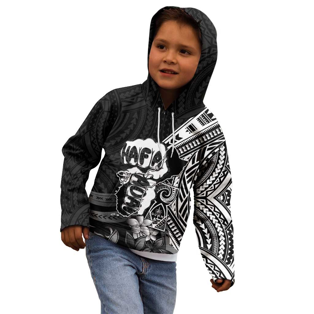 Hafa Adai Guam Discovery Day Kid Hoodie Chamorro Latte Stone Hand Black Version