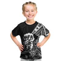 Hafa Adai Guam Discovery Day Kid T Shirt Chamorro Latte Stone Hand Black Version