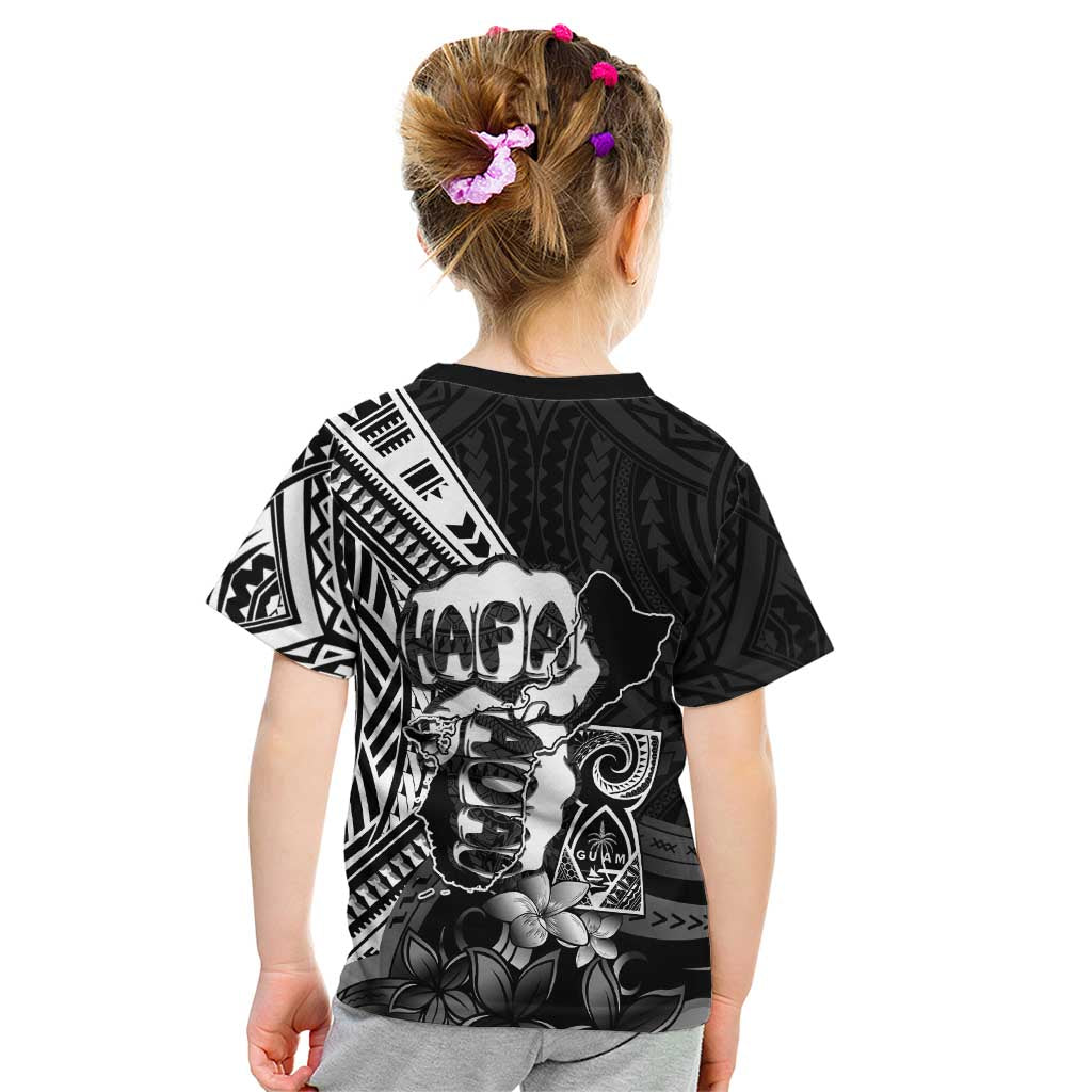 Hafa Adai Guam Discovery Day Kid T Shirt Chamorro Latte Stone Hand Black Version