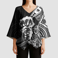 Hafa Adai Guam Discovery Day Kimono Sleeve Blouse Chamorro Latte Stone Hand Black Version