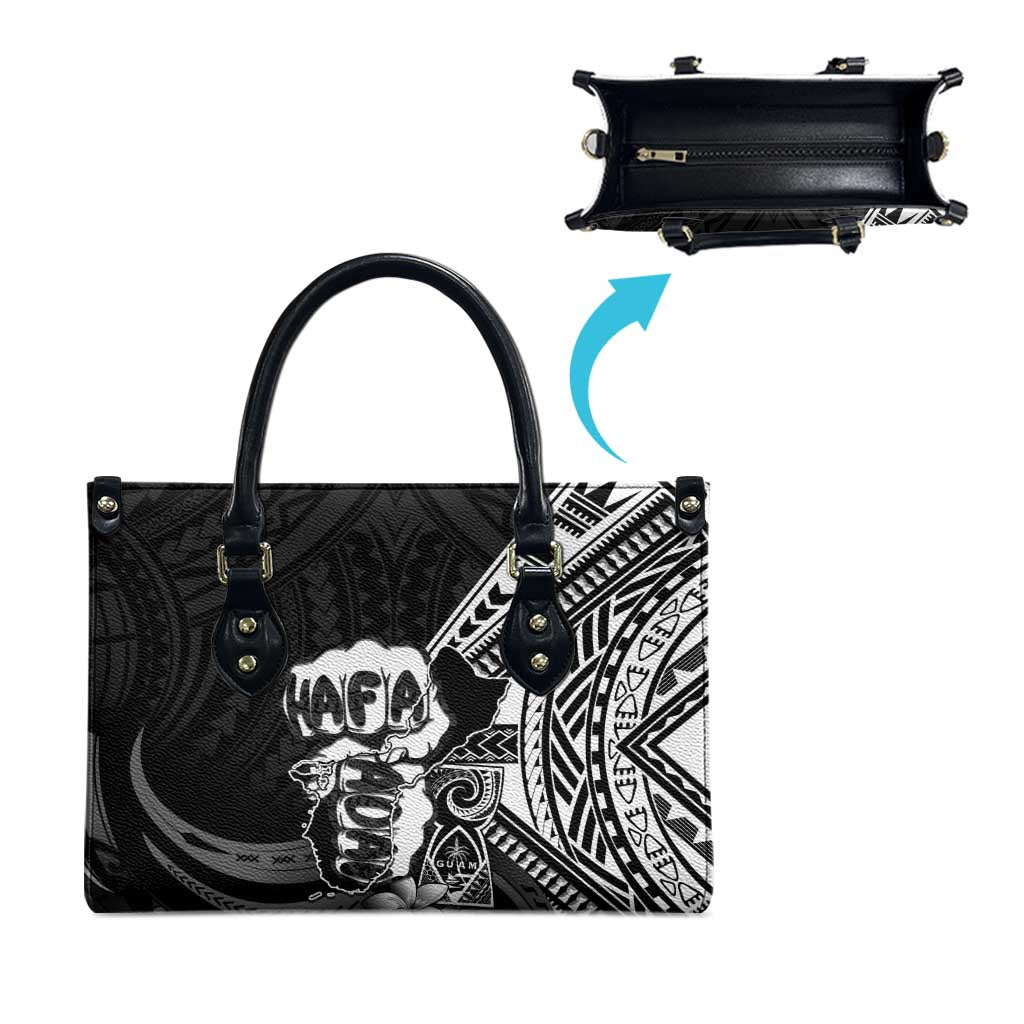 Hafa Adai Guam Discovery Day Leather Bag Chamorro Latte Stone Hand Black Version