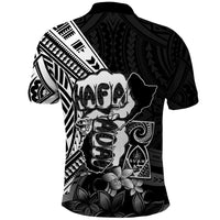 Hafa Adai Guam Discovery Day Polo Shirt Chamorro Latte Stone Hand Black Version