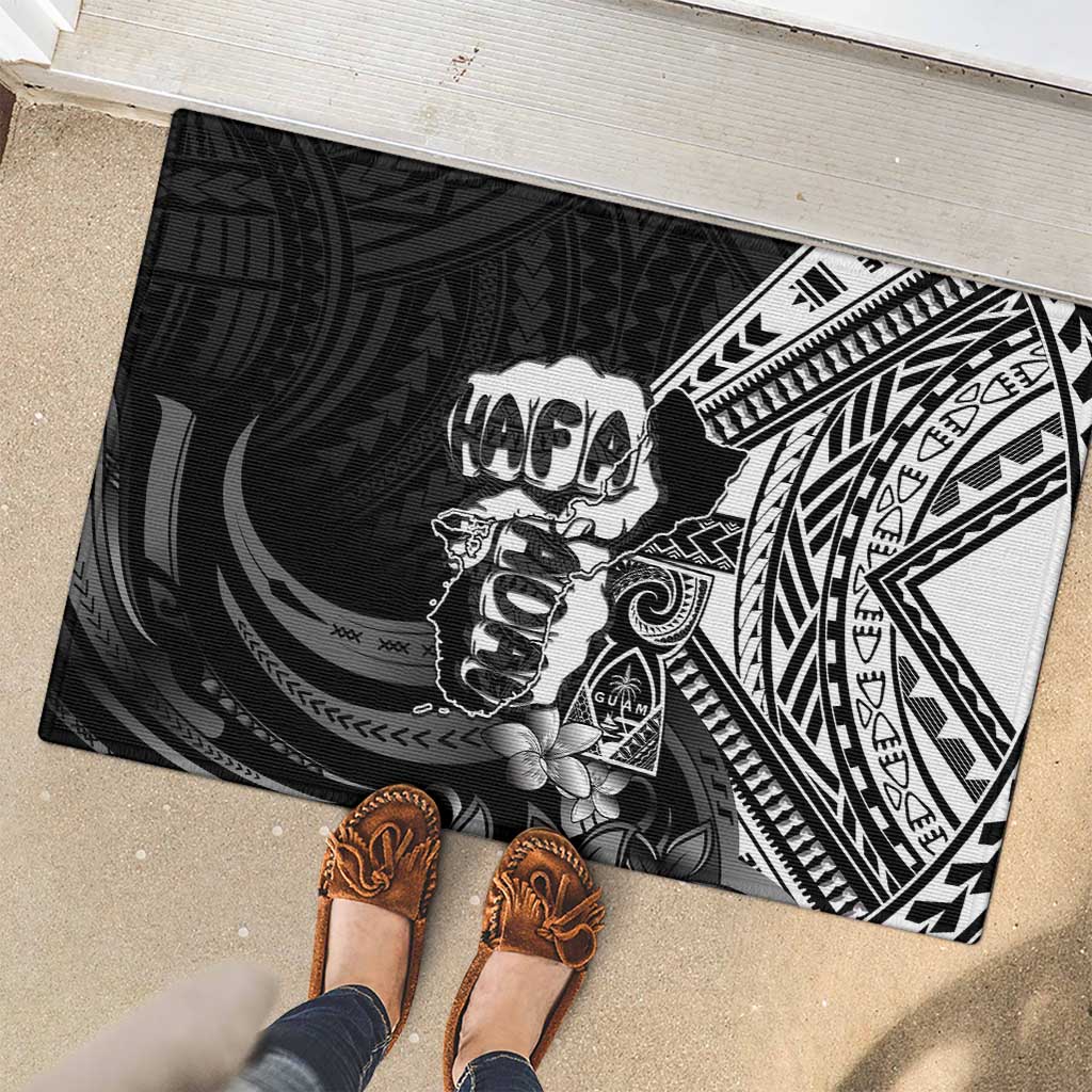 Hafa Adai Guam Discovery Day Rubber Doormat Chamorro Latte Stone Hand Black Version