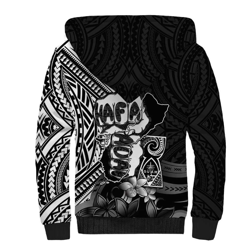 Hafa Adai Guam Discovery Day Sherpa Hoodie Chamorro Latte Stone Hand Black Version LT14 - Polynesian Pride