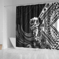 Hafa Adai Guam Discovery Day Shower Curtain Chamorro Latte Stone Hand Black Version