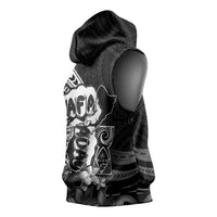 Hafa Adai Guam Discovery Day Sleeveless Hoodie Chamorro Latte Stone Hand Black Version LT14 - Polynesian Pride