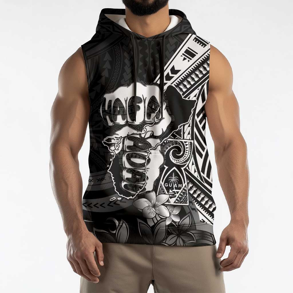 Hafa Adai Guam Discovery Day Sleeveless Hoodie Chamorro Latte Stone Hand Black Version LT14 - Polynesian Pride