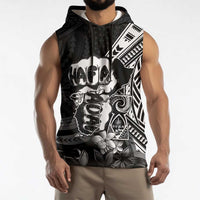 Hafa Adai Guam Discovery Day Sleeveless Hoodie Chamorro Latte Stone Hand Black Version LT14 - Polynesian Pride
