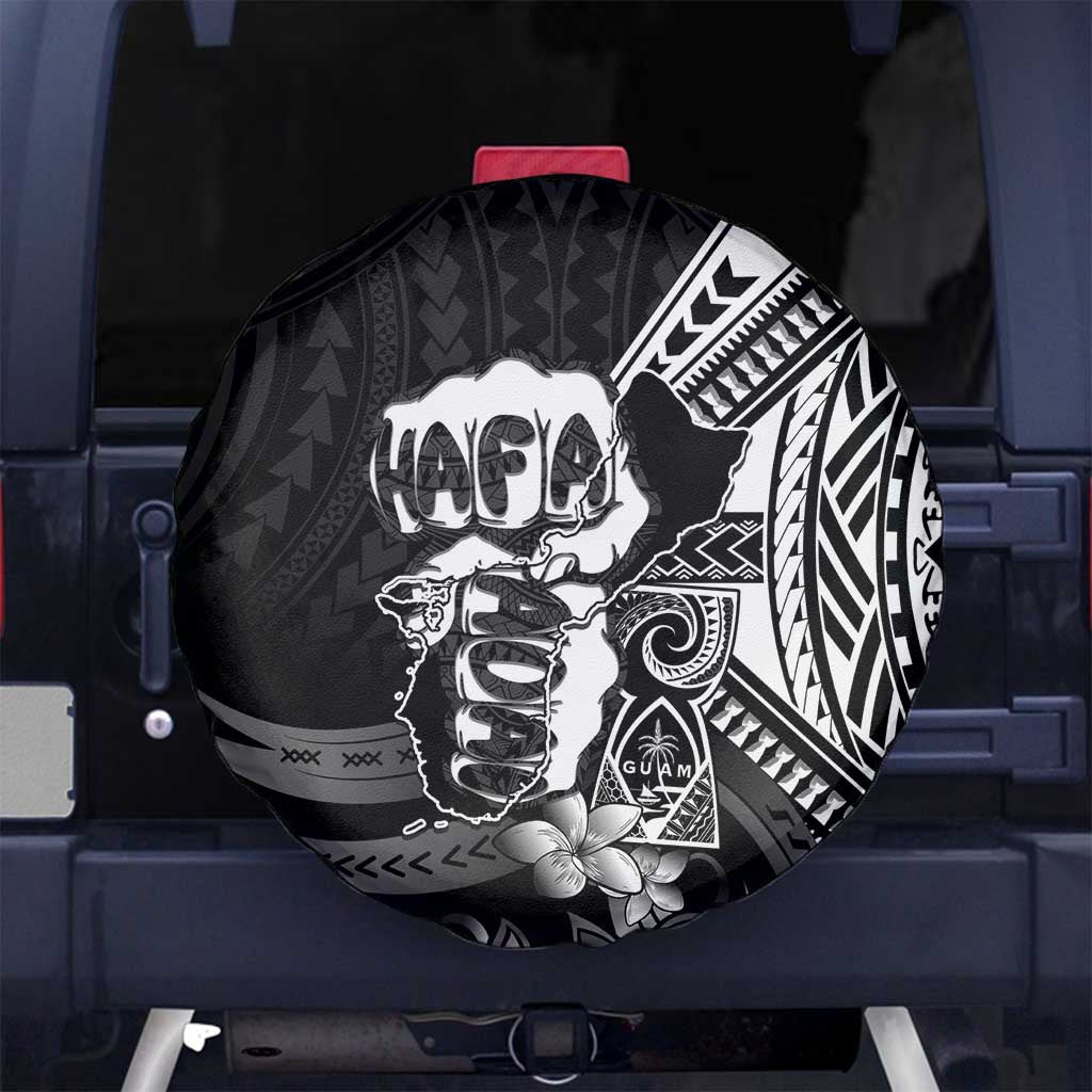 Hafa Adai Guam Discovery Day Spare Tire Cover Chamorro Latte Stone Hand Black Version LT14 No hole Black - Polynesian Pride