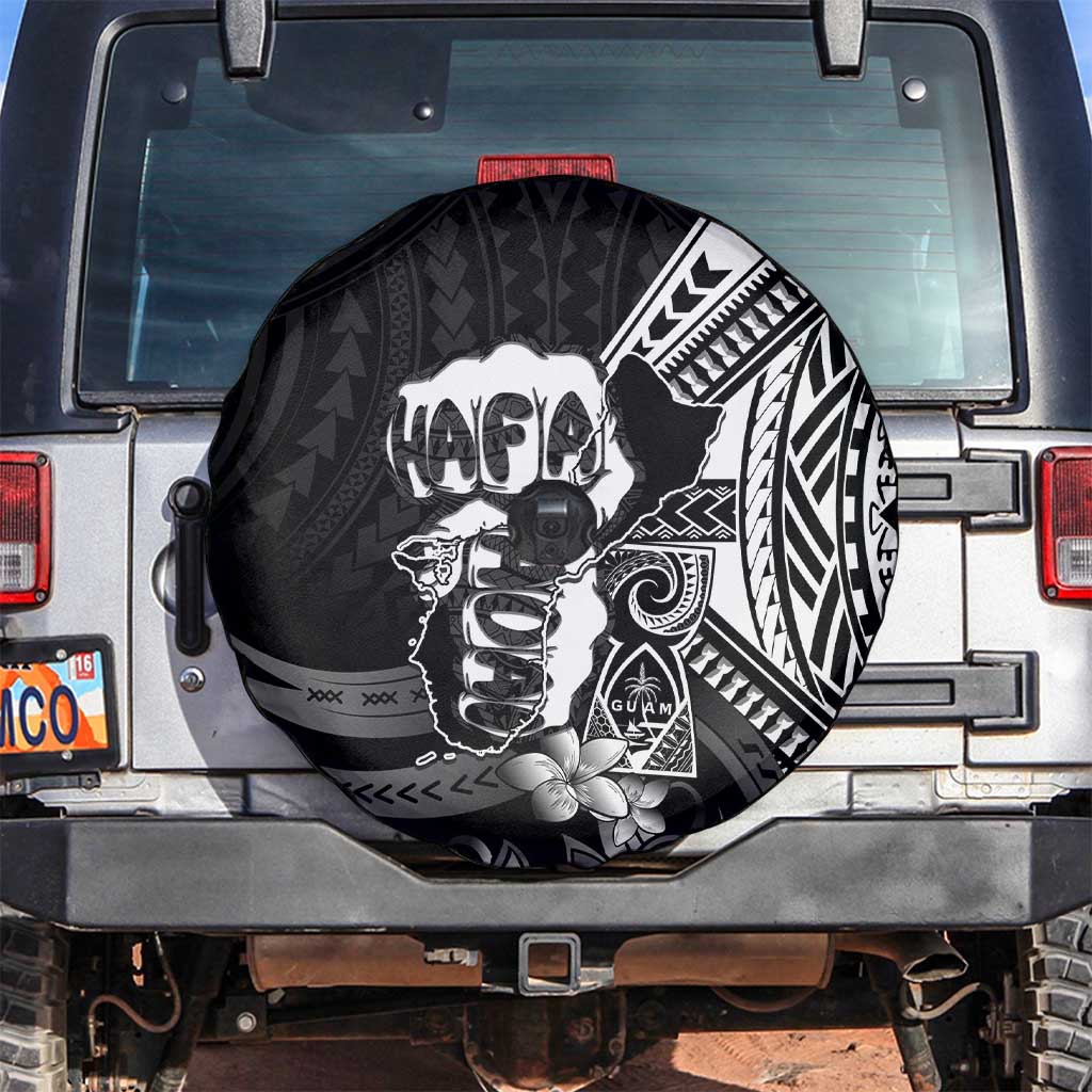 Hafa Adai Guam Discovery Day Spare Tire Cover Chamorro Latte Stone Hand Black Version LT14 Black - Polynesian Pride