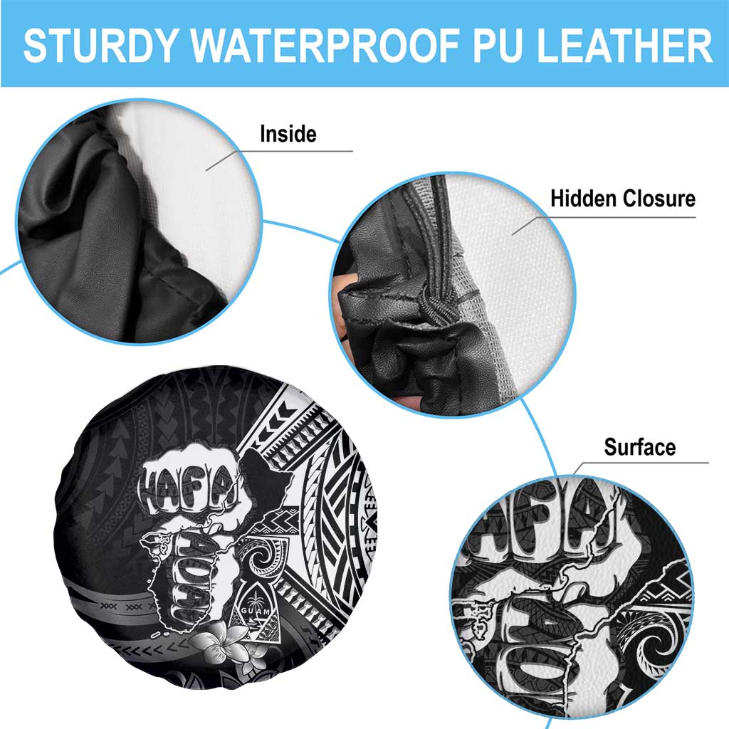Hafa Adai Guam Discovery Day Spare Tire Cover Chamorro Latte Stone Hand Black Version LT14 - Polynesian Pride