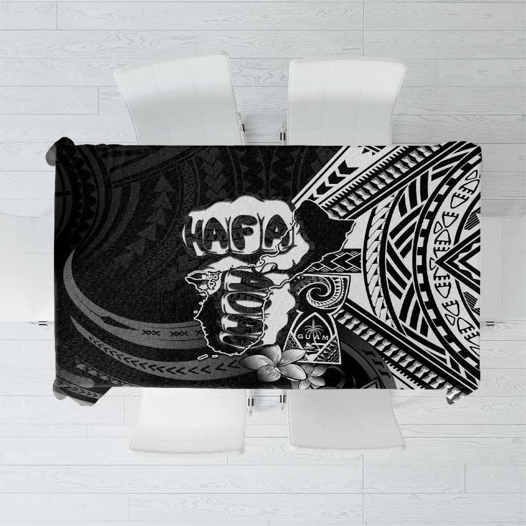 Hafa Adai Guam Discovery Day Tablecloth Chamorro Latte Stone Hand Black Version