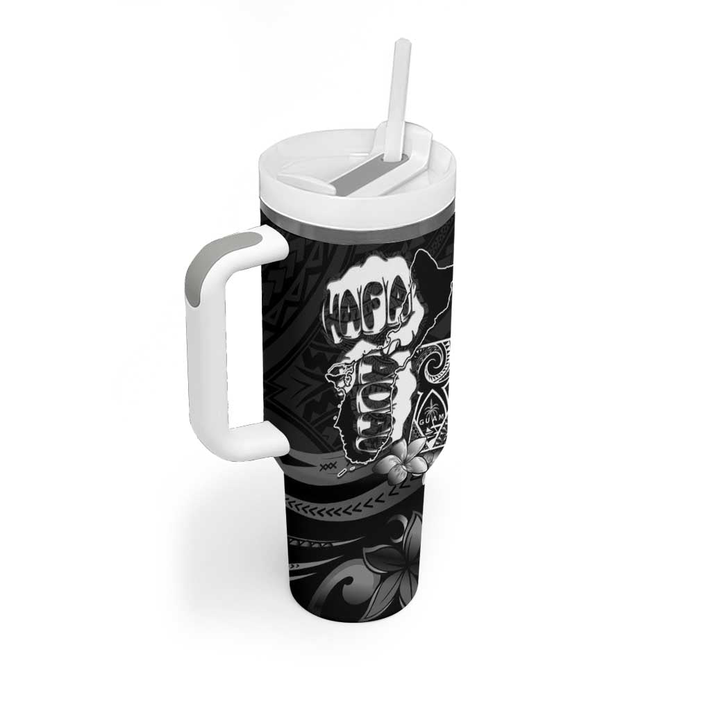 Hafa Adai Guam Discovery Day Tumbler With Handle Chamorro Latte Stone Hand Black Version