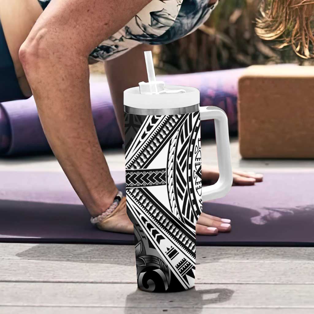 Hafa Adai Guam Discovery Day Tumbler With Handle Chamorro Latte Stone Hand Black Version