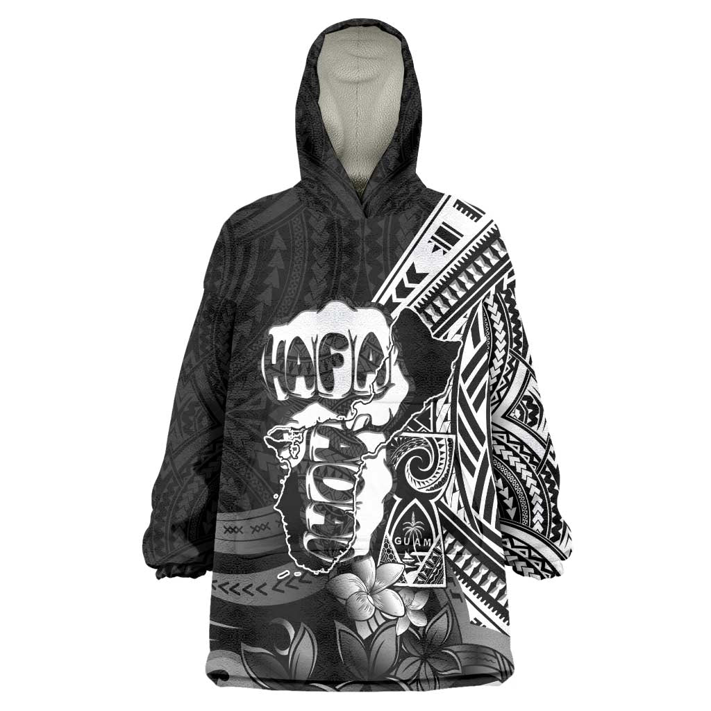 Hafa Adai Guam Discovery Day Wearable Blanket Hoodie Chamorro Latte Stone Hand Black Version LT14 One Size Black - Polynesian Pride