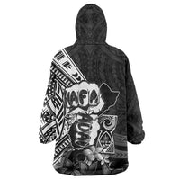Hafa Adai Guam Discovery Day Wearable Blanket Hoodie Chamorro Latte Stone Hand Black Version LT14 - Polynesian Pride