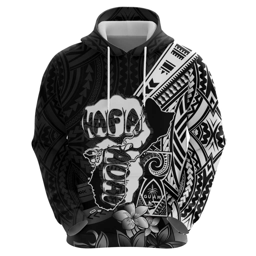 Hafa Adai Guam Discovery Day Zip Hoodie Chamorro Latte Stone Hand Black Version