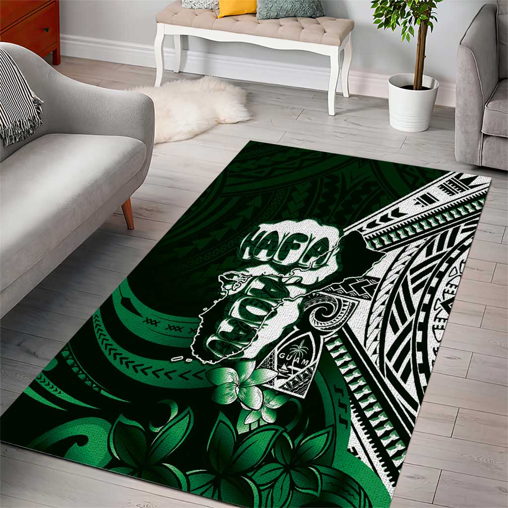 Hafa Adai Guam Discovery Day Area Rug Chamorro Latte Stone Hand Green Version
