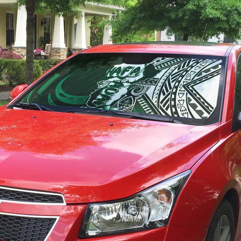 Hafa Adai Guam Discovery Day Auto Sun Shade Chamorro Latte Stone Hand Green Version
