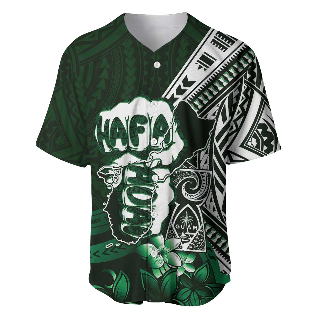 Hafa Adai Guam Discovery Day Baseball Jersey Chamorro Latte Stone Hand Green Version