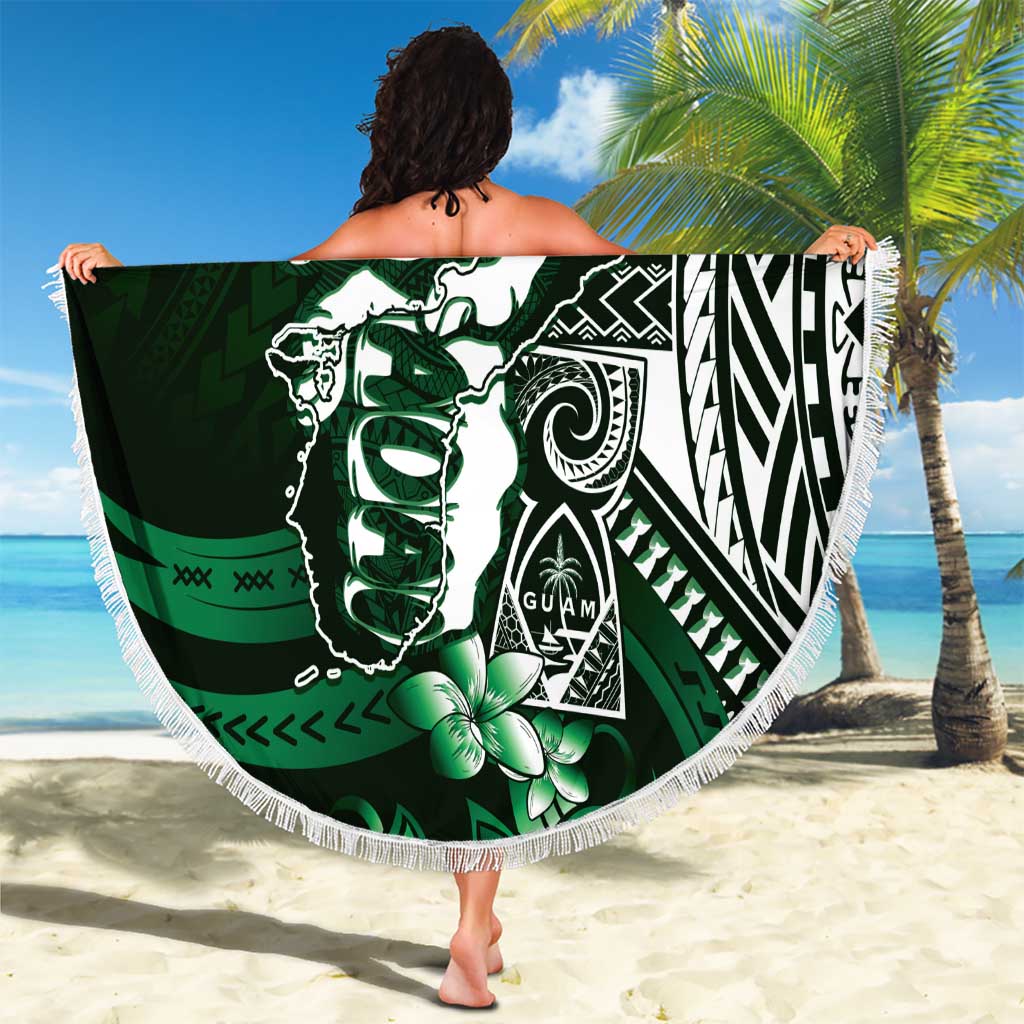 Hafa Adai Guam Discovery Day Beach Blanket Chamorro Latte Stone Hand Green Version