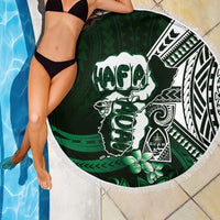 Hafa Adai Guam Discovery Day Beach Blanket Chamorro Latte Stone Hand Green Version