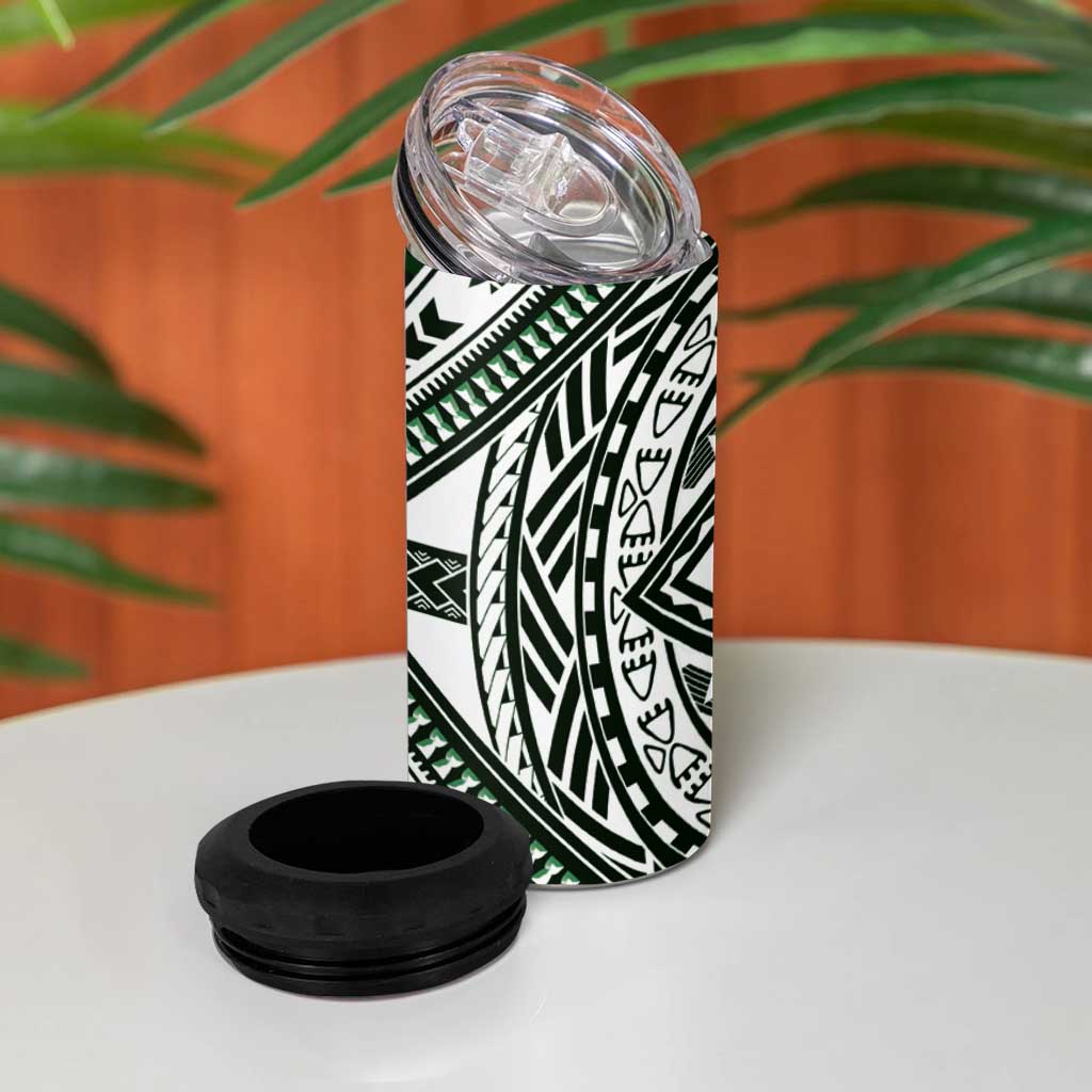 Hafa Adai Guam Discovery Day 4 in 1 Can Cooler Tumbler Chamorro Latte Stone Hand Green Version