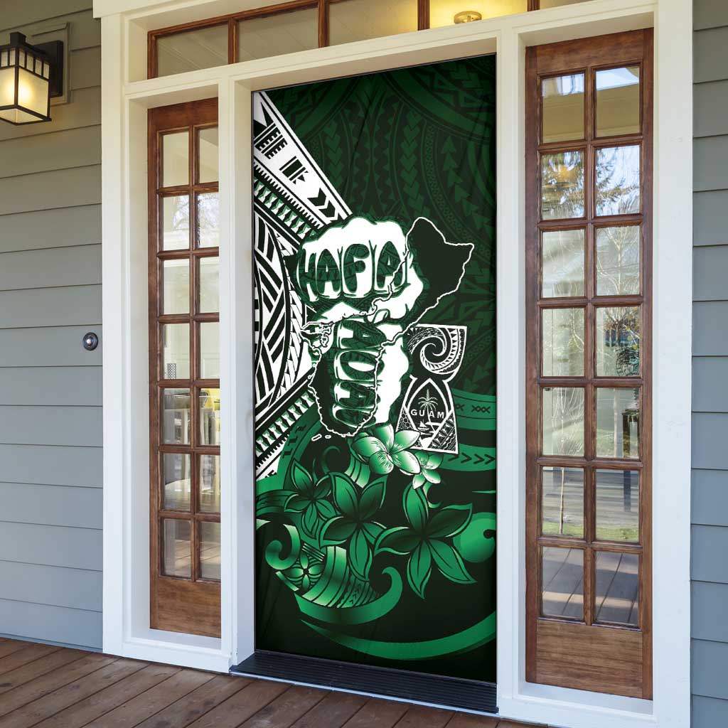 Hafa Adai Guam Discovery Day Door Cover Chamorro Latte Stone Hand Green Version