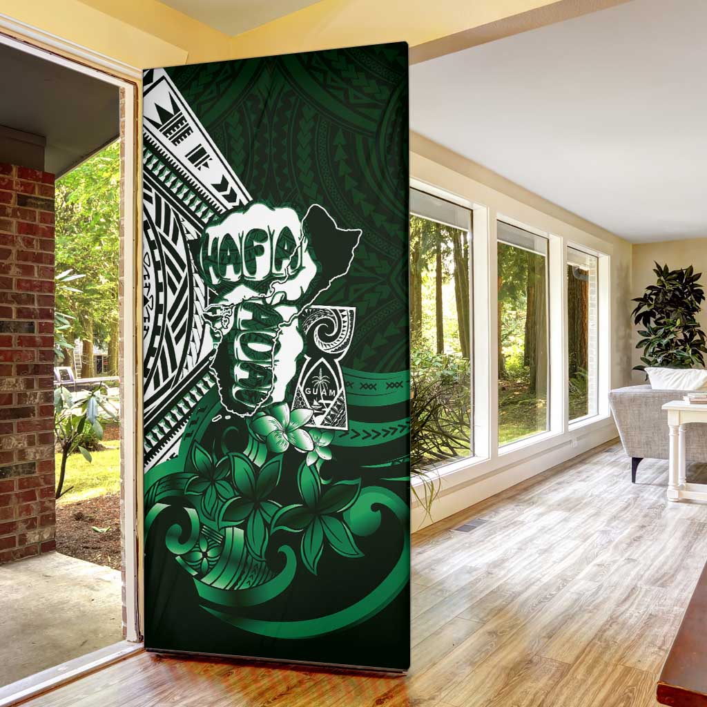 Hafa Adai Guam Discovery Day Door Cover Chamorro Latte Stone Hand Green Version