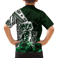 Hafa Adai Guam Discovery Day Family Matching Long Sleeve Bodycon Dress and Hawaiian Shirt Chamorro Latte Stone Hand Green Version LT14 - Polynesian Pride