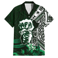 Hafa Adai Guam Discovery Day Family Matching Long Sleeve Bodycon Dress and Hawaiian Shirt Chamorro Latte Stone Hand Green Version LT14 Dad's Shirt - Short Sleeve Green - Polynesian Pride