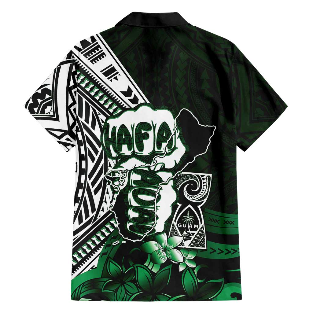 Hafa Adai Guam Discovery Day Family Matching Long Sleeve Bodycon Dress and Hawaiian Shirt Chamorro Latte Stone Hand Green Version LT14 - Polynesian Pride