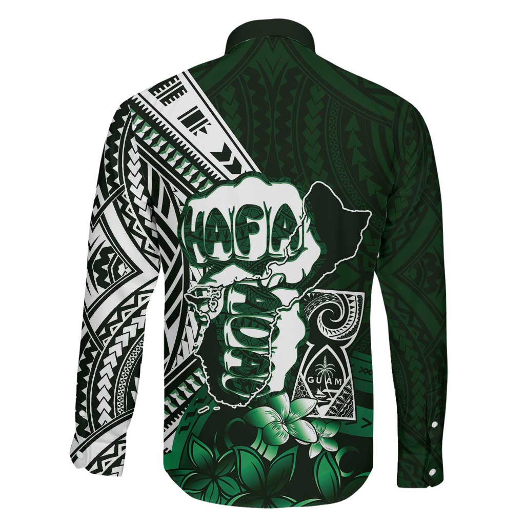 Hafa Adai Guam Discovery Day Family Matching Long Sleeve Bodycon Dress and Hawaiian Shirt Chamorro Latte Stone Hand Green Version LT14 - Polynesian Pride