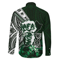 Hafa Adai Guam Discovery Day Family Matching Long Sleeve Bodycon Dress and Hawaiian Shirt Chamorro Latte Stone Hand Green Version LT14 - Polynesian Pride