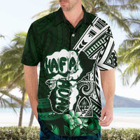 Hafa Adai Guam Discovery Day Hawaiian Shirt Chamorro Latte Stone Hand Green Version