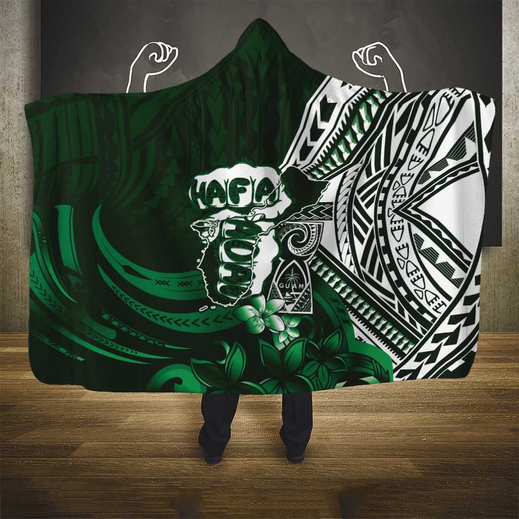 Hafa Adai Guam Discovery Day Hooded Blanket Chamorro Latte Stone Hand Green Version